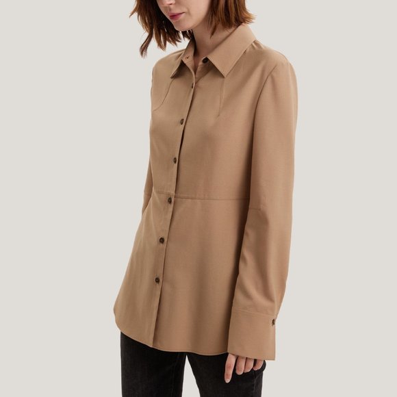 NWT Gentle Herd Wool-Blend Button-Up Shirt $149.00  S Small Beige - Picture 3 of 7